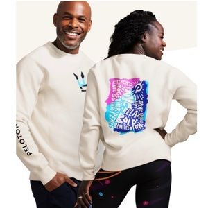 Peloton x Hust Wilson Crewneck Sweatshirt, S, Cream Blue & Purple, Unisex